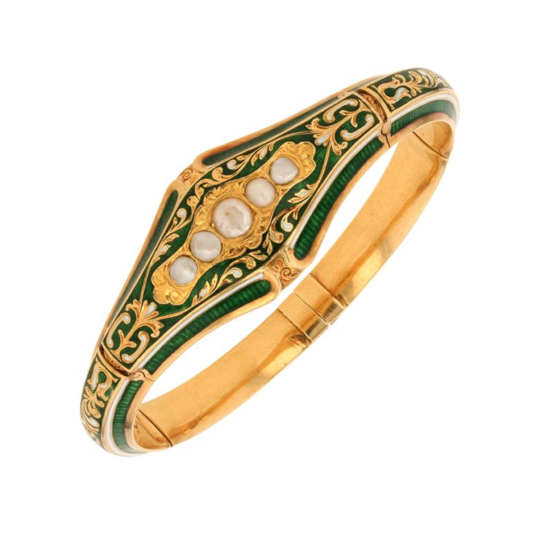 Bracelet ancien perles et émail or jaune 20.48g Comme neuf -  reconditionné disponible sur Gemme Les Bijoux